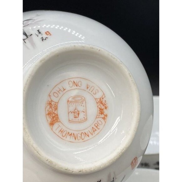 Longevity Bowl Thomngonvabo Sua Ong Tho Lot 4 Rice Bowls 4.5” Across - Picture 9 of 11